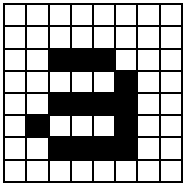 Picture of character 'a' as an 8x8 matrix