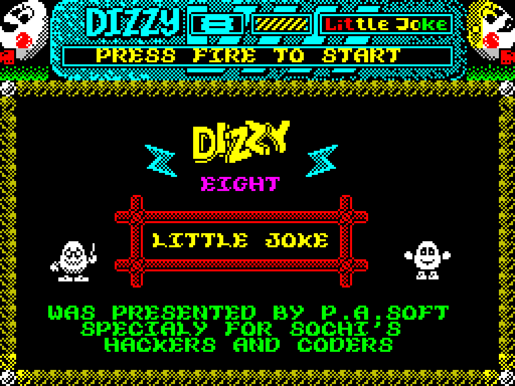 Little joke. Dizzy ZX Spectrum. Dizzy 2 ZX Spectrum. Dizzy игра. Диззи яйцо Спектрум.